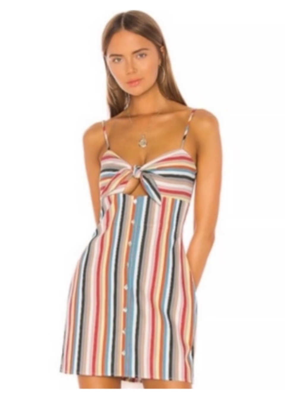REVOLVE Multicolor Striped Tie-Front Mini Dress
